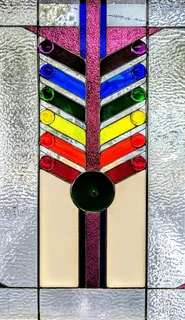 Stained glass panel with rainbow leaves